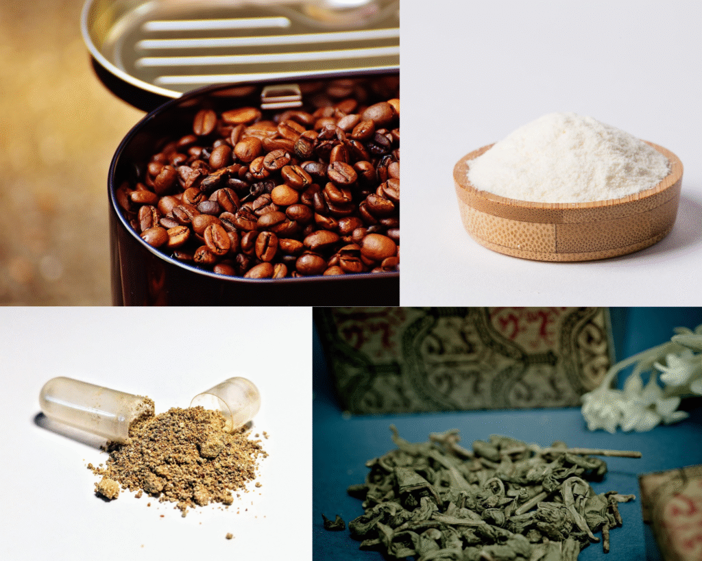 Functional Drinks in India: How Moodify Enhances Focus, Calm & Stress Relief. functional drink ingredients collage Moodify